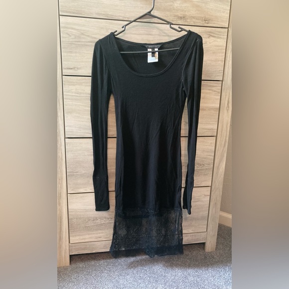BCBG Maxazria black long sleeve thumb hole lace bottom dress Small - Picture 1 of 7